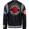 Toronto Raptors Jeff Hamilton NBA Black White Leather Varsity Jacket 1