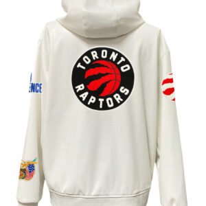 Toronto Raptors NBA Lightweight Zip up White Leather Hooded Jacket 2
