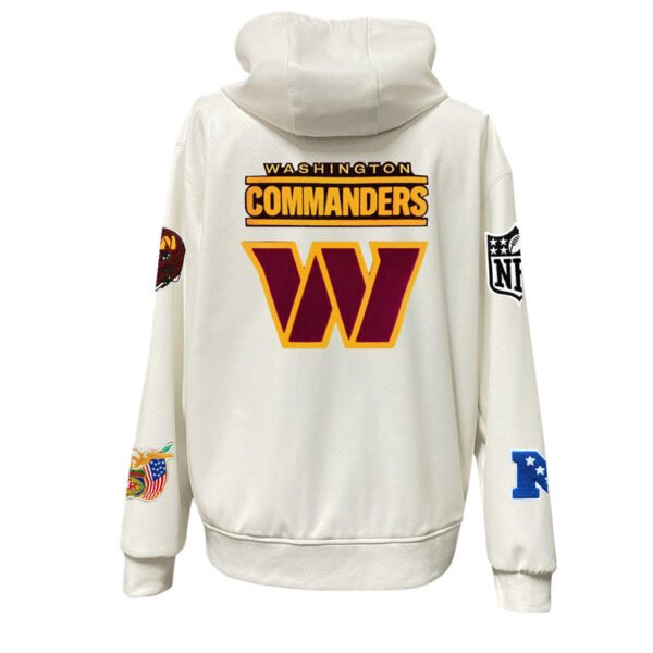 Washington Commanders NFL Lightweight Zip up White Leather Hooded Jacket 2